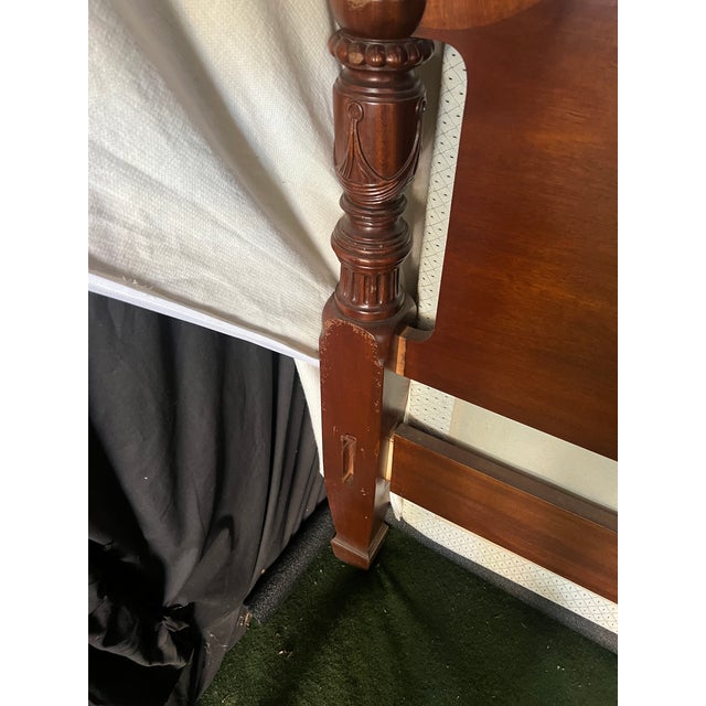 2000 - 2009 Ethan Allen 18th Century Collection Banded Mahogany King Size Four Poster Bed For Sale - Image 5 of 14