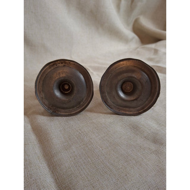 Pair Antique Pewter Whale Oil Finger Lamps Single Tube Drop Burners C. 1830-1850 For Sale - Image 15 of 18