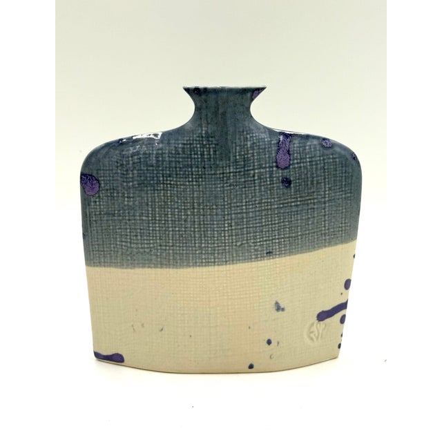 Mid-Century Modern Vintage Hand Painted Studio Pottery Vase For Sale - Image 3 of 5