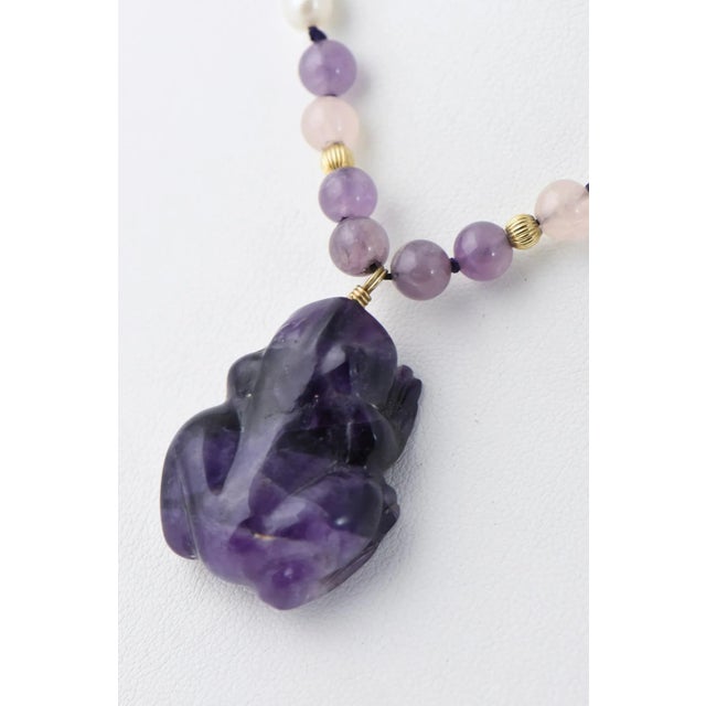 Amethyst Les Bernard Amethyst and Pearl Frog Necklace For Sale - Image 8 of 9