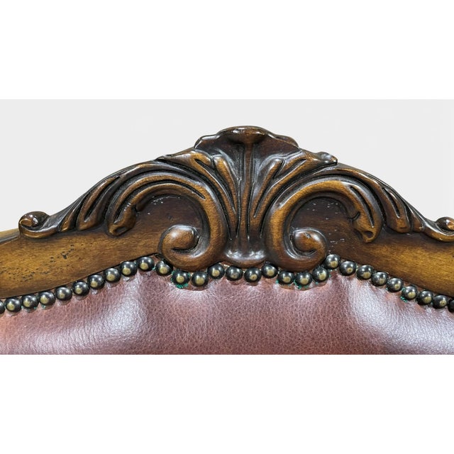 Vintage Henredon High-Back Leather Dining Chairs - a Pair For Sale In West Palm - Image 6 of 12