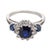 Contemporary 1970s Gia 1.55 Carat No Heat Sapphire Diamond Platinum Cluster Ring, Size 5 For Sale - Image 3 of 5