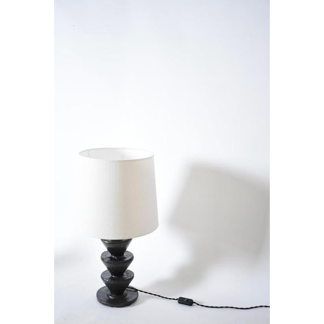 Contemporary Large Black Ceramic Table Lamp by Barracuda Interiors For Sale - Image 3 of 6
