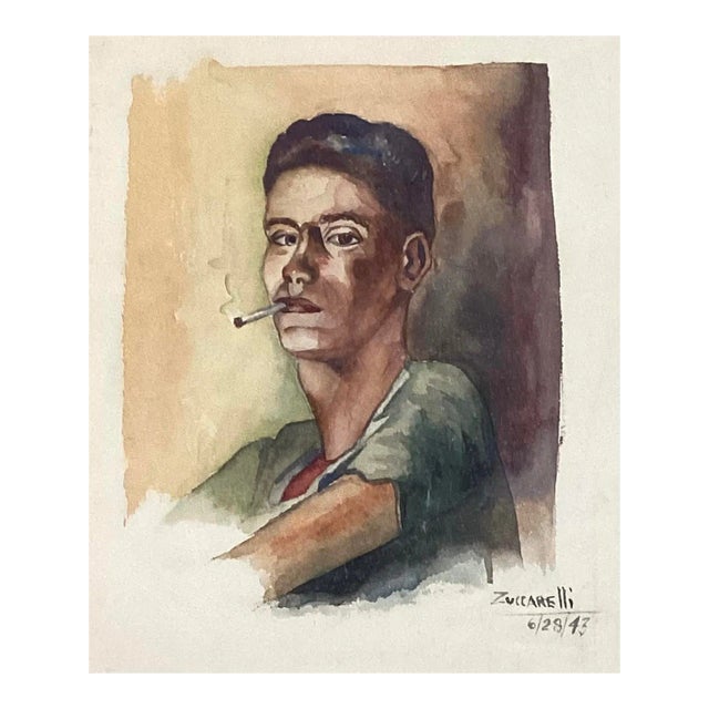 Frank Edward Zuccarelli Young Man With Cigarette 1943 For Sale