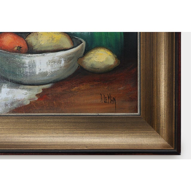 A. De Man, Still Life with Bottle and Fruit, 1960, Oil Painting on Canvas, Framed For Sale - Image 3 of 11