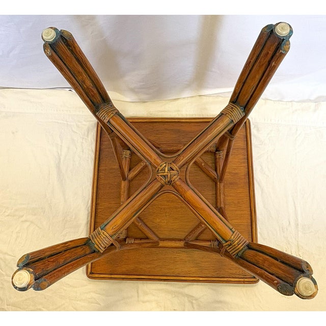 Vintage Coastal Hollywood Regency Style Rattan and Wicker Table For Sale - Image 11 of 12