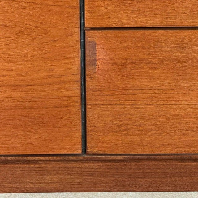 Brown Mid-Century Sideboard with Brown Leather Handles from Meredew For Sale - Image 8 of 17