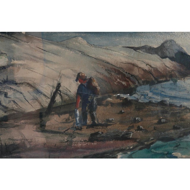 1960s Oliver Smith “Return of the Fisherman” Signed Watercolor For Sale - Image 5 of 10