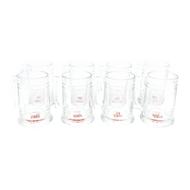 1970's Mid-Century Large Glass Beer Mugs - Set of 8 For Sale - Image 4 of 4