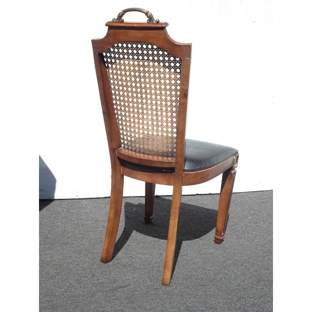 Vintage French Louis XVI Style Cane Back Dining Chair W Black Vinyl For Sale - Image 12 of 12