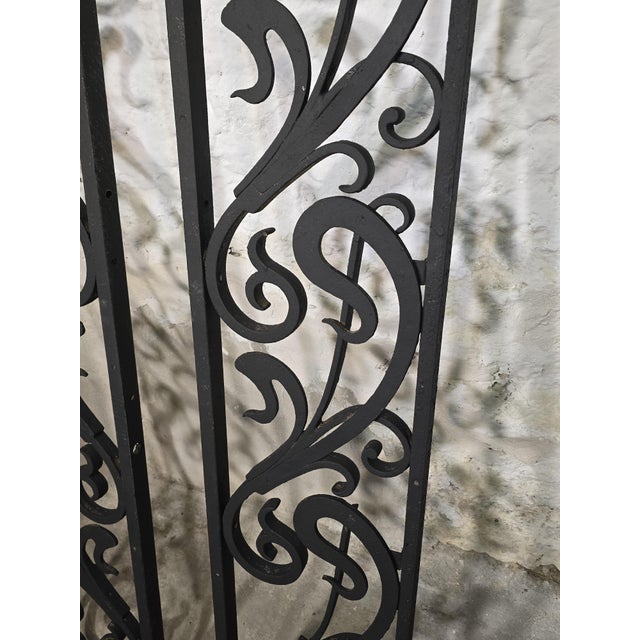 Metal Vintage Art Deco Wrought Iron Gate Doors, 1920s, Set of 2 For Sale - Image 7 of 18