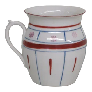 Czechoslovakia Porcelain Red Blue Snowflake Design Small Pitcher Creamer