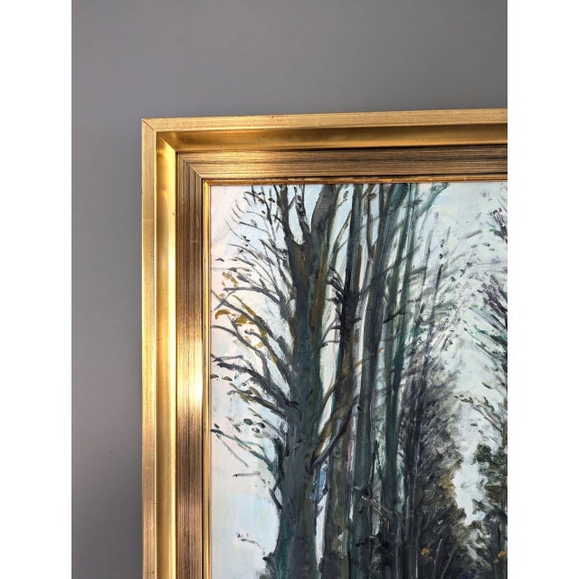 Textile Mid-Century Modern 'Winter Pathway' Swedish Expressive Landscape Oil Painting, Framed For Sale - Image 7 of 10