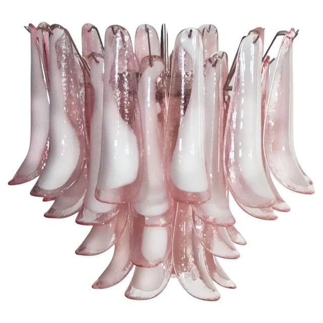Italian Petals Chandelier in Pink and White Murano For Sale - Image 15 of 15