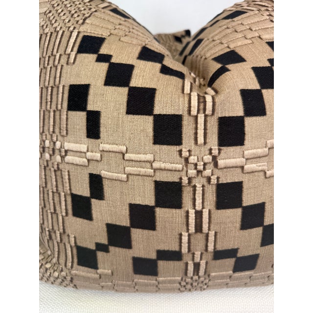 Transitional Massoud "Plaidish" in Stone 22" Pillows-a Pair For Sale - Image 3 of 3