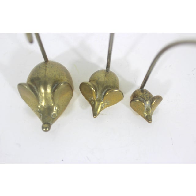 Mid Century Brass Set of 3 Mice Note Holders Vintage For Sale - Image 9 of 9