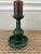 Antique Emerald Green Glaze Ceramic Qing Dynasty Candlestick. Incredibly rich deep green with a bit of deep oxblood...