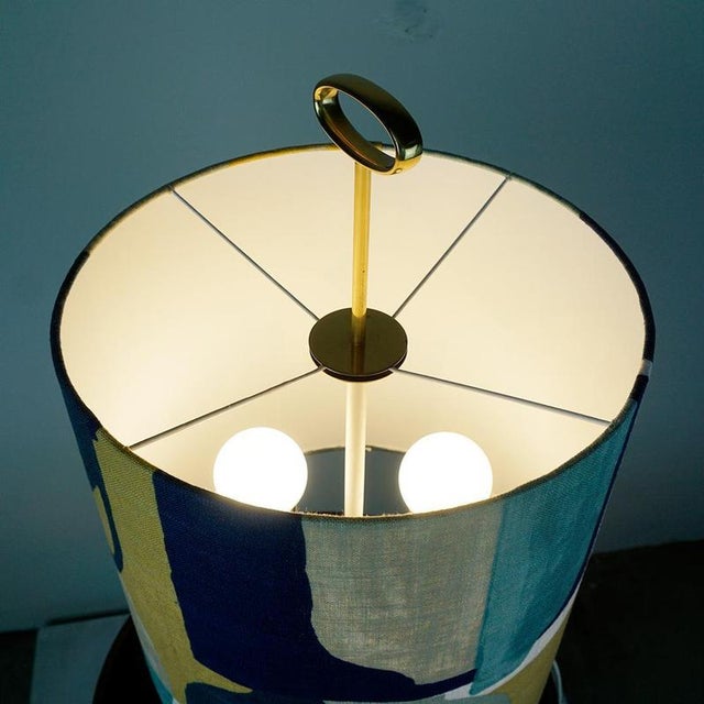 1960s Mid-Century Austrian White Lacquer and Brass Table Lamp attributed to J. T. Kalmar, 1960s For Sale - Image 5 of 11