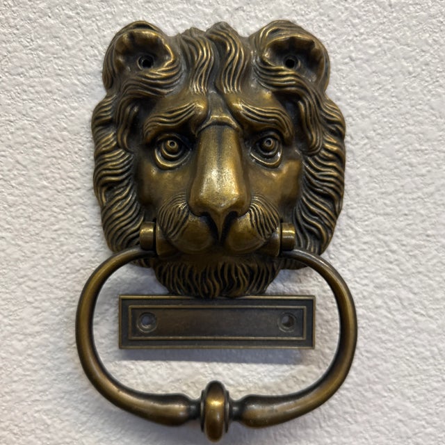 1970s Lion Door Knocker Brass Vintage For Sale - Image 6 of 6
