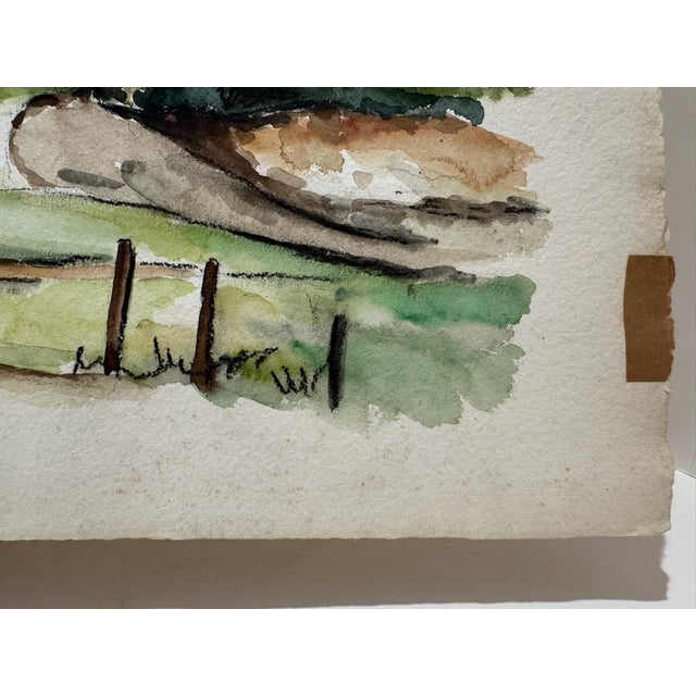 Henry Emil Salloch Original Watercolor on Paper Mountain Valley 1940 For Sale - Image 4 of 7