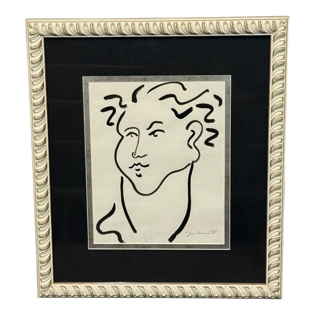 Abstract Ink Line Portrait For Sale