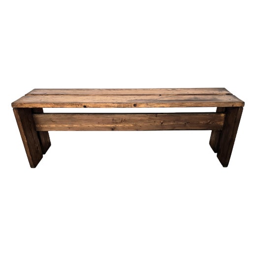 Vintage Rustic Minimal Italian Waterfall Wooden Bench, 1950s For Sale
