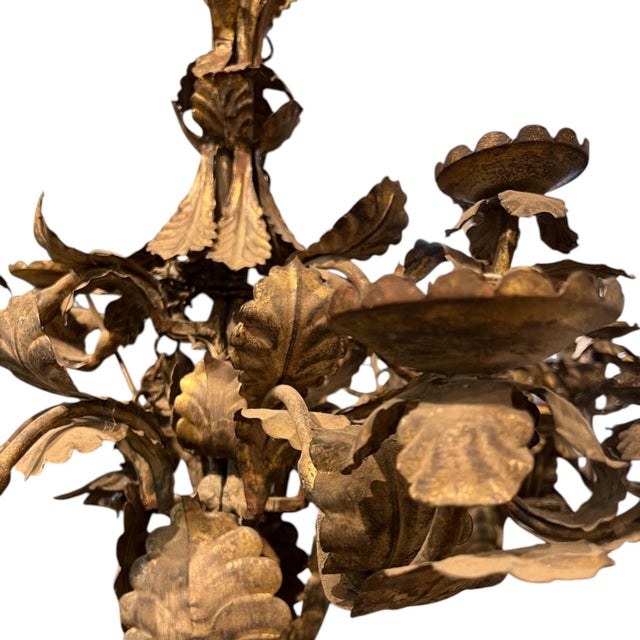 18th Century Piemontese Tole Chandelier (Two Available) For Sale - Image 4 of 5