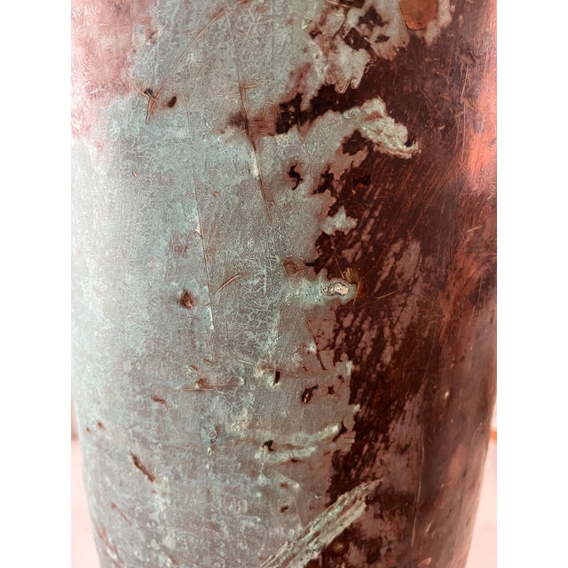 Metal Antique Copper Brass Planter For Sale - Image 7 of 9