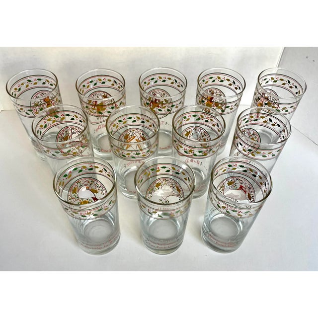 Glass Mid 20th Century Complete Set 12 Days of Christmas Anchor Hocking Glasses For Sale - Image 7 of 11
