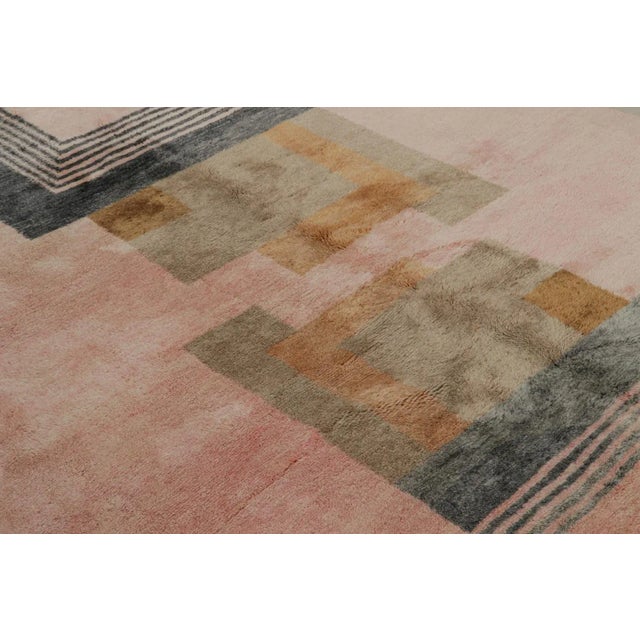 Rug & Kilim Rug & Kilim’s Moroccan Rug in Pink With Art Deco Style Geometric Patterns For Sale - Image 4 of 7