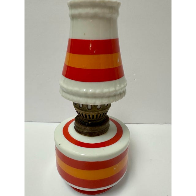 Abstract Vintage 1960s/1970s Ceramic Striped Oil Lantern For Sale - Image 3 of 7