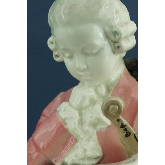 19th Century Art Nouveau Ceramic Sculpture Depicting Wolfgang Amadeus Mozart as a Child by Perigot for Goldscheider, Austria, 1890s For Sale - Image 16 of 18