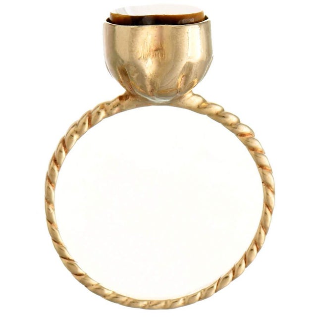 2000 - 2009 14KY Tigers Eye(2.50) Heart Stack Ring, size 7 For Sale - Image 5 of 5