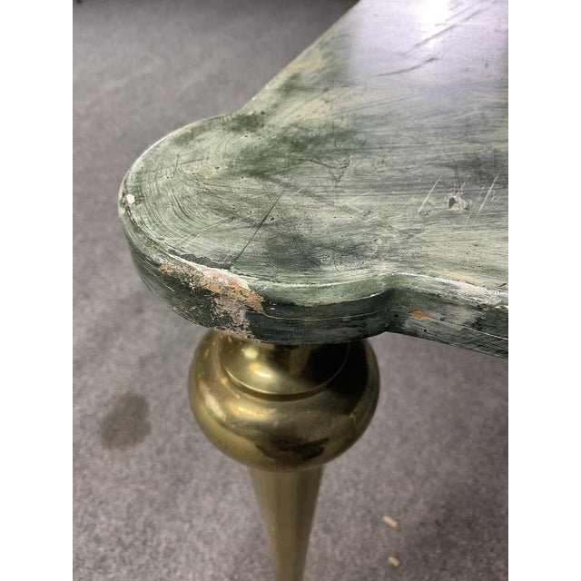 Metal 1960s Mid-Century Italian Coffee Table With Faux Marble Top and Brass Legs For Sale - Image 7 of 8