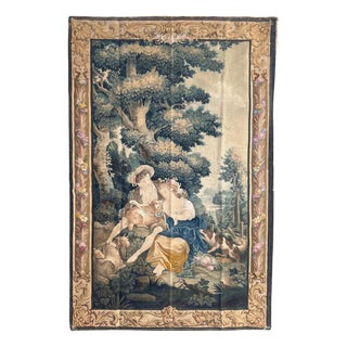 Antique Aubusson Cardboard Hand Painted Tapestry Panel, 1890s For Sale