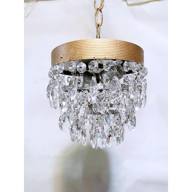 Vintage Brass Crystal Waterfall Chandelier With Cascading Faceted Drops For Sale - Image 11 of 11
