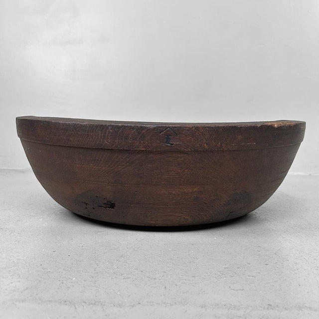 Rustic Antique Japanese Wooden Bowl, 1890s For Sale - Image 3 of 13