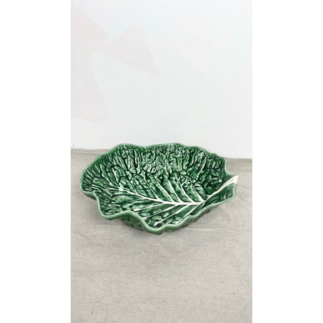 Secla Vintage Secla Green Cabbage Ware Serving Bowl Made in Portugal For Sale - Image 4 of 9