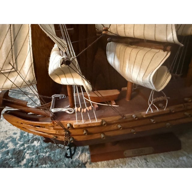Vintage Handcrafted Wooden HMS Victory Model Ship For Sale - Image 12 of 16