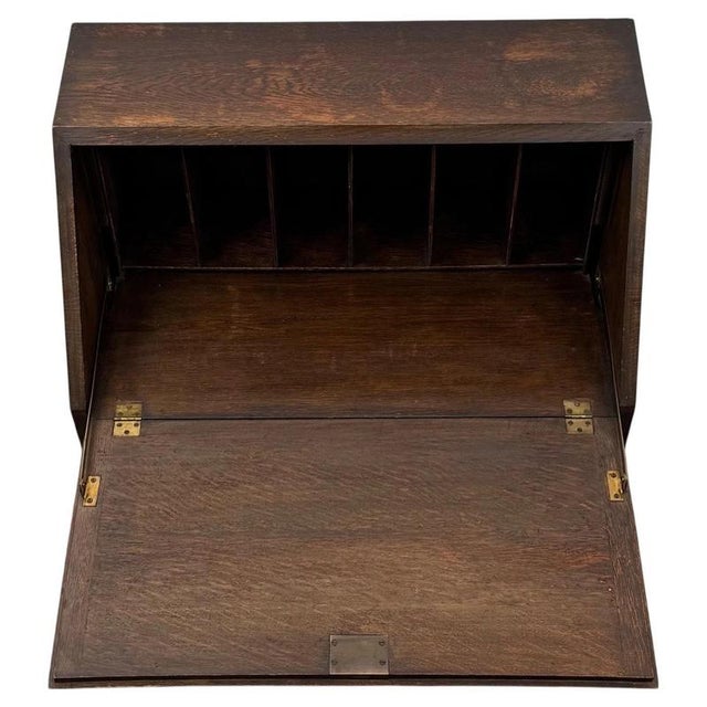 Antique Early 20th Century Edwardian Oak Bureau For Sale - Image 5 of 14