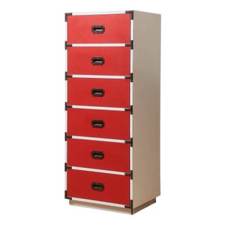 Vintage 1970s Colormates Tallboy Dresser: Mid-Century Modern Red Chest of Drawers For Sale