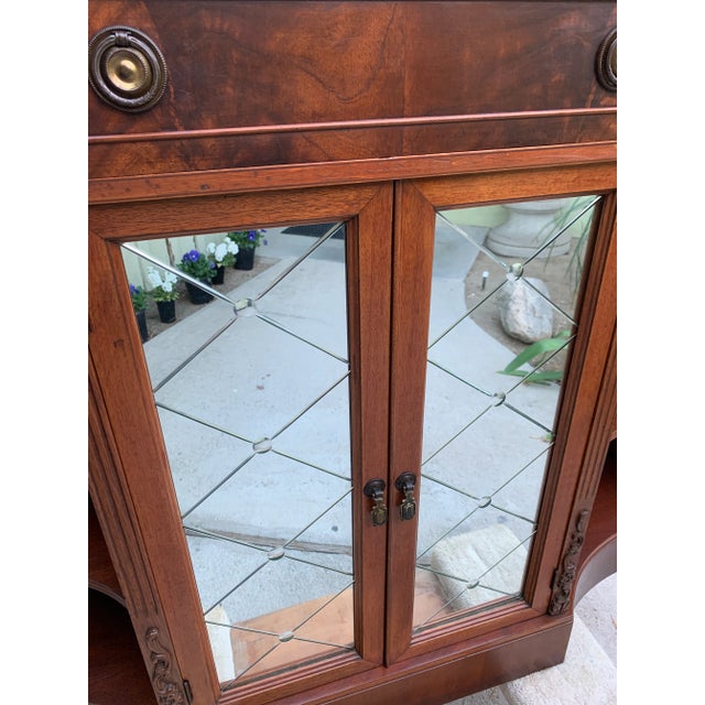 1940's Adam Style Neoclassical Mahogany Console Cabinet Dry Bar For Sale In Palm Springs - Image 6 of 12