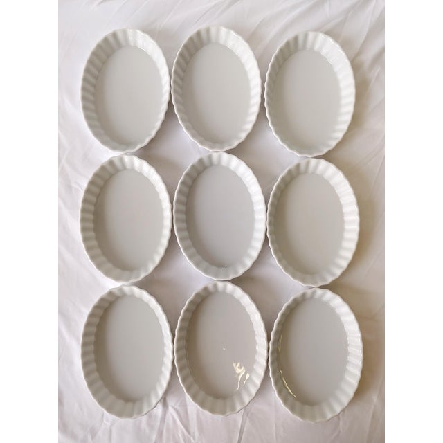 Porcelain Apilco France Creme Brulee Ramekin Oval With Fluted Edges