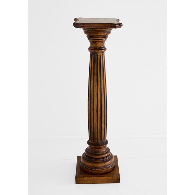 Wood Early 20th Century Walnut Fluted Column Pedestal or Plant Stand, c.1940 For Sale - Image 7 of 16