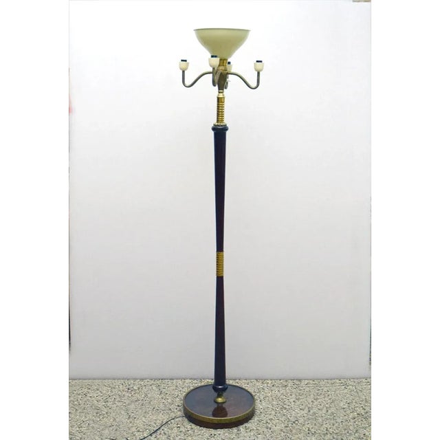 Floor Lamp in Mahogany & Brass, 1950s For Sale - Image 11 of 11