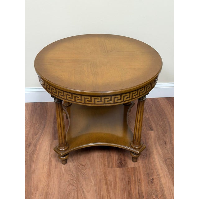 Brown Vintage Regency Style Greek Key Side Table For Sale - Image 8 of 16
