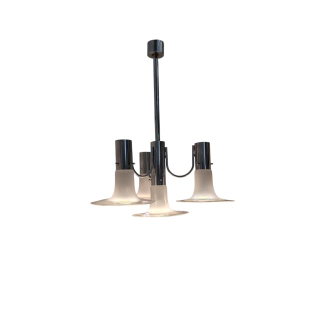 Four-Light Chandelier in Chromed Steel, 1970s For Sale - Image 9 of 13