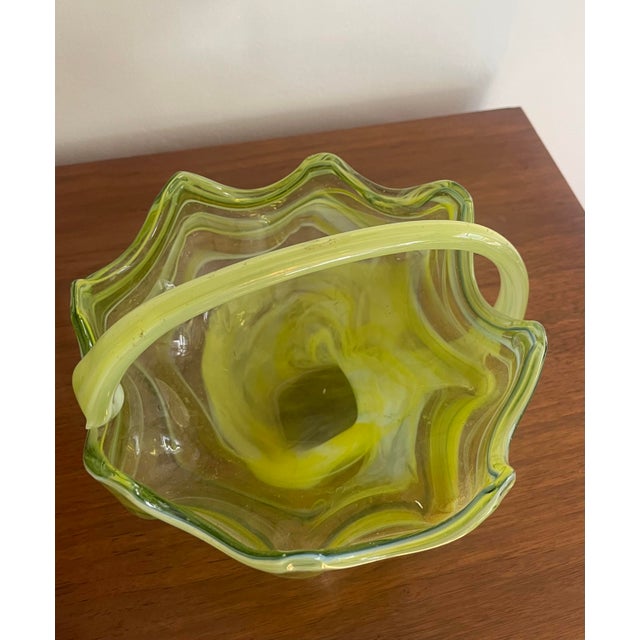 1960s Vintage Murano Attributed Glass Basket For Sale - Image 5 of 6
