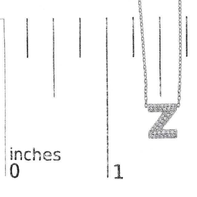 Early 21st Century 10K White Gold Diamond Accent "Z" Initial Bubble Pendant Necklace For Sale - Image 5 of 5