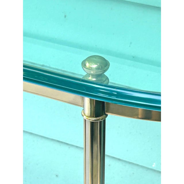 Labarge 1960s Brass & Glass Demi Lune Console Table – Hollywood Regency For Sale - Image 4 of 10